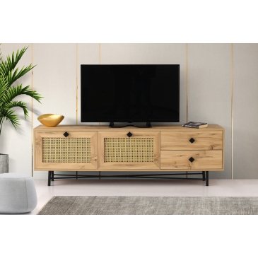 Tv-Meubel Hapsiyas Melamine Eiken Zwart