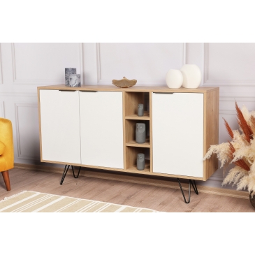 Dressoir Clara Melamine Naturel Wit 142cm