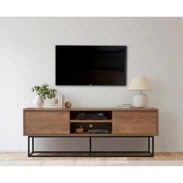 Tv-Meubel Rodez Melamine Walnoot Zwart 140cm