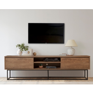 Tv-Meubel Rodez Melamine Walnoot Zwart 180cm