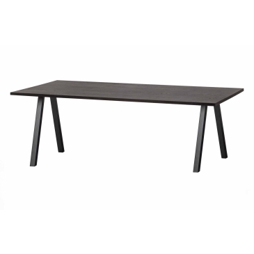 Woood Eettafel Combi-Tablo Eikenhout Zwart 180x90cm met 2-Stand Poot