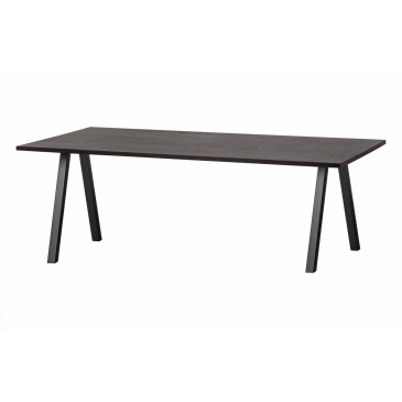Woood Eettafel Combi-Tablo Eikenhout Zwart 200x90cm met 2-Stand Poot