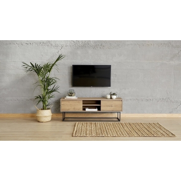 Tv-Meubel Laxus Melamine Walnoot Zwart 140cm