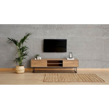 Tv-Meubel Laxus Melamine Walnoot Zwart 180cm