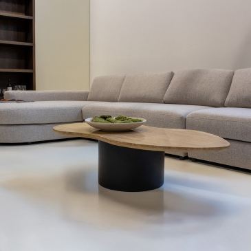 Salontafel Oliver Travertin Beige/Zwart 140cm - Giga Meubel