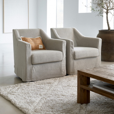 Rivièra Maison Fauteuil Huntington Draaibaar Linnen Beige