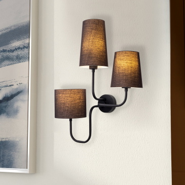 Wandlamp Catal 3-Lichts Zwart