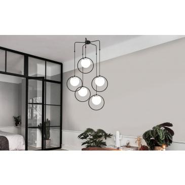 Hanglamp Dolunay 5-Lichts Zwart/Wit