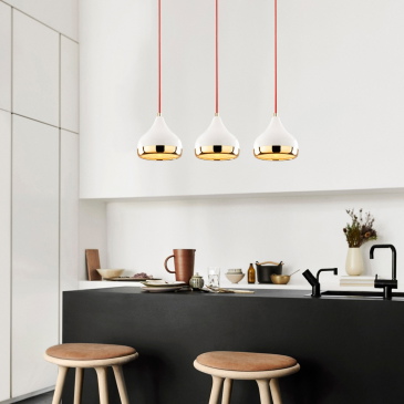 Hanglamp Yildo 3-Lichts Wit/Goud