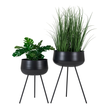 House Nordic Bloempotten Ardola Set van 2 Staal Zwart