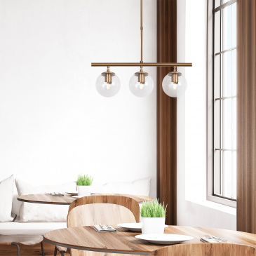 Hanglamp Atmaca Glas Goud 3-Lichts