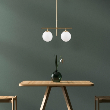 Hanglamp Roe Metaal Shiny Goud 2-Lichts