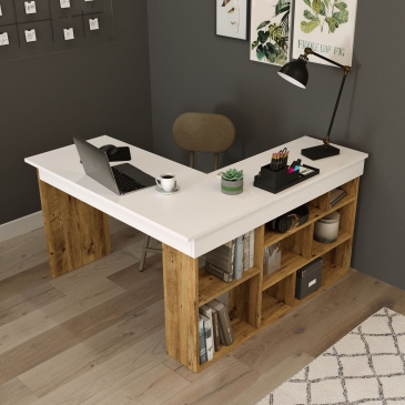 Hoekbureau Catania Melamine Atlantic Pine Wit