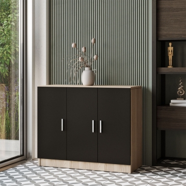 Dressoir Varmo Melamine Eiken Zwart