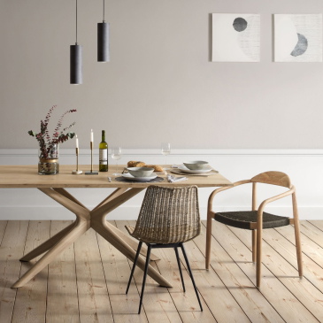 Kave Home Tafel Armande Eikenfineer Gebleekt 180x90cm