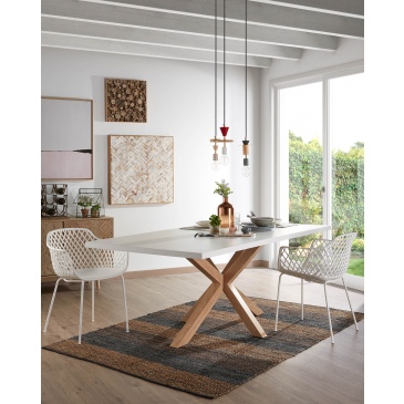 Kave Home Tafel Argo Wit Melamine Houteffect 180x100cm