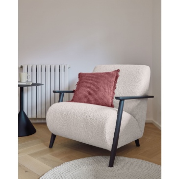 Kave Home Fauteuil Meghan Wit Geschoren Effect