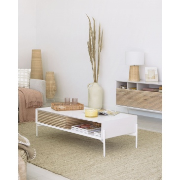 Kave Home Salontafel Marielle Essenhout Wit Lak 124x70cm