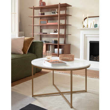 Kave Home Salontafel Sheffield Wit Marmer Goud Ø80cm
