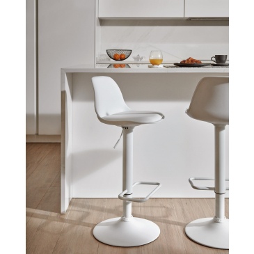 Kave Home Barkruk Orlando Wit Kunstleer 60-82cm