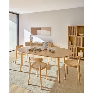 Kave Home Ovale Uitschuifbare Tafel Oqui Naturel 140-220cm