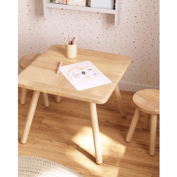 Kave Home Kindertafel Dilcia Vierkant Rubberhout 55x55cm