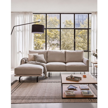 Kave Home 3-zitsbank Galene Beige Links Chaise Longue 254cm