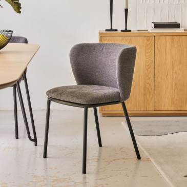 Kave Home Stoel Ciselia Donkergrijs Chenille