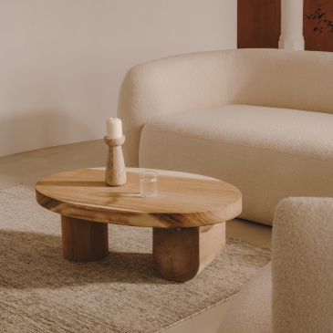 Kave Home Salontafel Mosi Massief Munggurhout Ø90x60cm