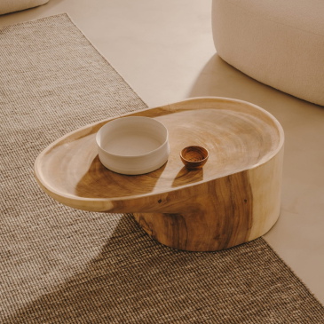 Kave Home Salontafel Mosi Massief Munggurhout Ø90x50cm