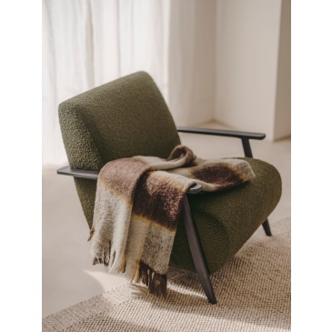 Kave Home Fauteuil Meghan Groen Fleece Wengé