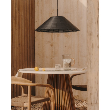 Kave Home Lampenkap Saranella Voor Plafondlamp Zwart Rotan Ø70cm
