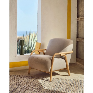 Kave Home Fauteuil Beige Sylo Massief Essenhout