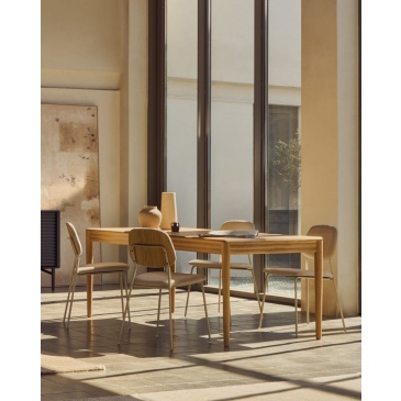 Kave Home Uitschuifbare Tafel Lenon Eikenfineer Naturel 160(240)x90cm