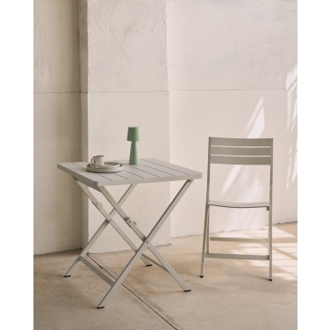 Kave Home Buitentafel Torreta Opvouwbaar Aluminium Wit 70x70cm