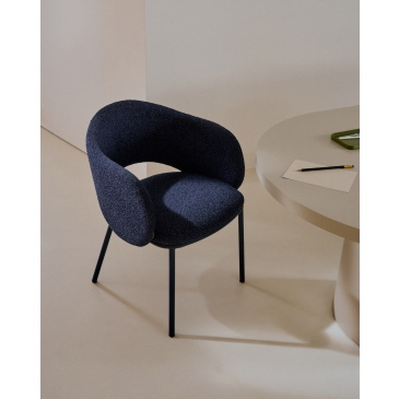 Kave Home Eetkamerstoel Maina Blauw Chenille