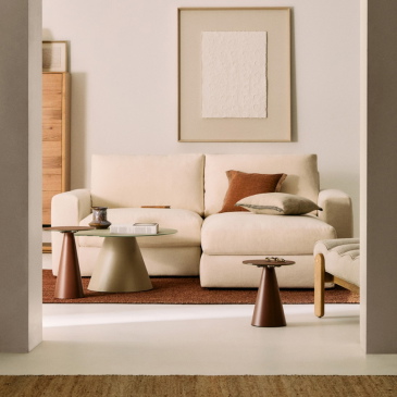 Kave Home Chaise Longue Bank Alea Chenille Ecru 3-Zits Rechts