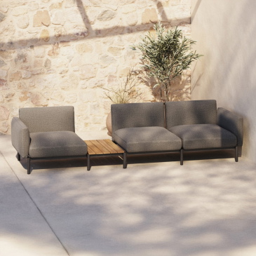 Kave Home Loungeset Sorells 3-Zits Grijs/Naturel