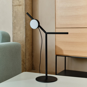 Kave Home Tafellamp Orey Zwart met Verstelbare Spot