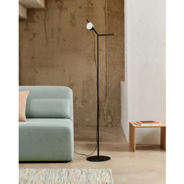 Kave Home Vloerlamp Orey Zwart met Verplaatsbare Spot