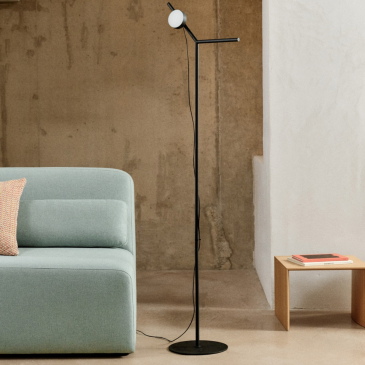 Kave Home Vloerlamp Orey Zwart met Verplaatsbare Spot