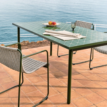 Kave Home Tuintafel Maurina Groene Tegels 223cm
