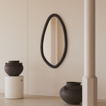 Kave Home Spiegel Magrit Massief Munggurhout Zwart Ø60x110cm