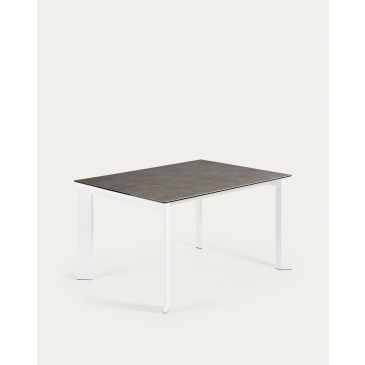 Kave Home Uitschuifbare Tafel Axis Porselein Wit Stalen Poten 140 (200)cm