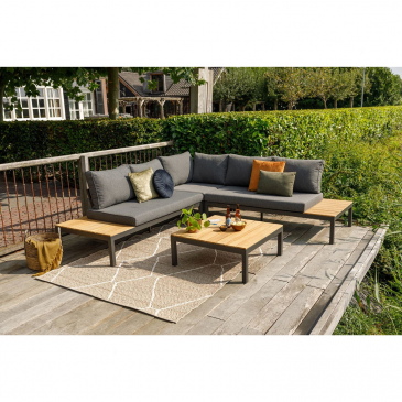 Woood Loungeset La Vida Antraciet/Naturel Incl. Kussens