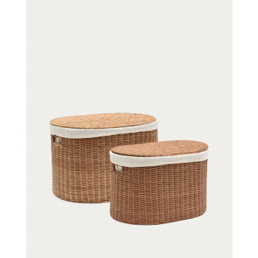 Kave Home Mand Indali Rotan Set Van 2 Ø50cm/Ø55cm