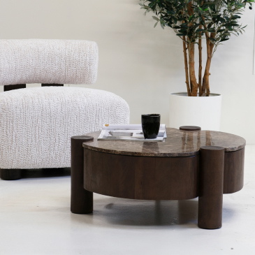 DÉJA Salontafel Mabel Marmer Donkerbruin 75cm