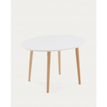 Kave Home Ovale Uitschuifbare Tafel Oqui Wit 120-200cm