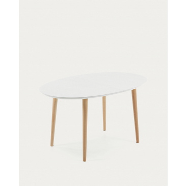 Kave Home Ovale Uitschuifbare Tafel Oqui Wit 140-220cm