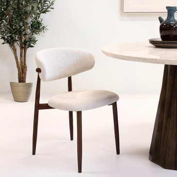 Eetkamerstoel Alexia Beige/Walnoot - Giga Meubel